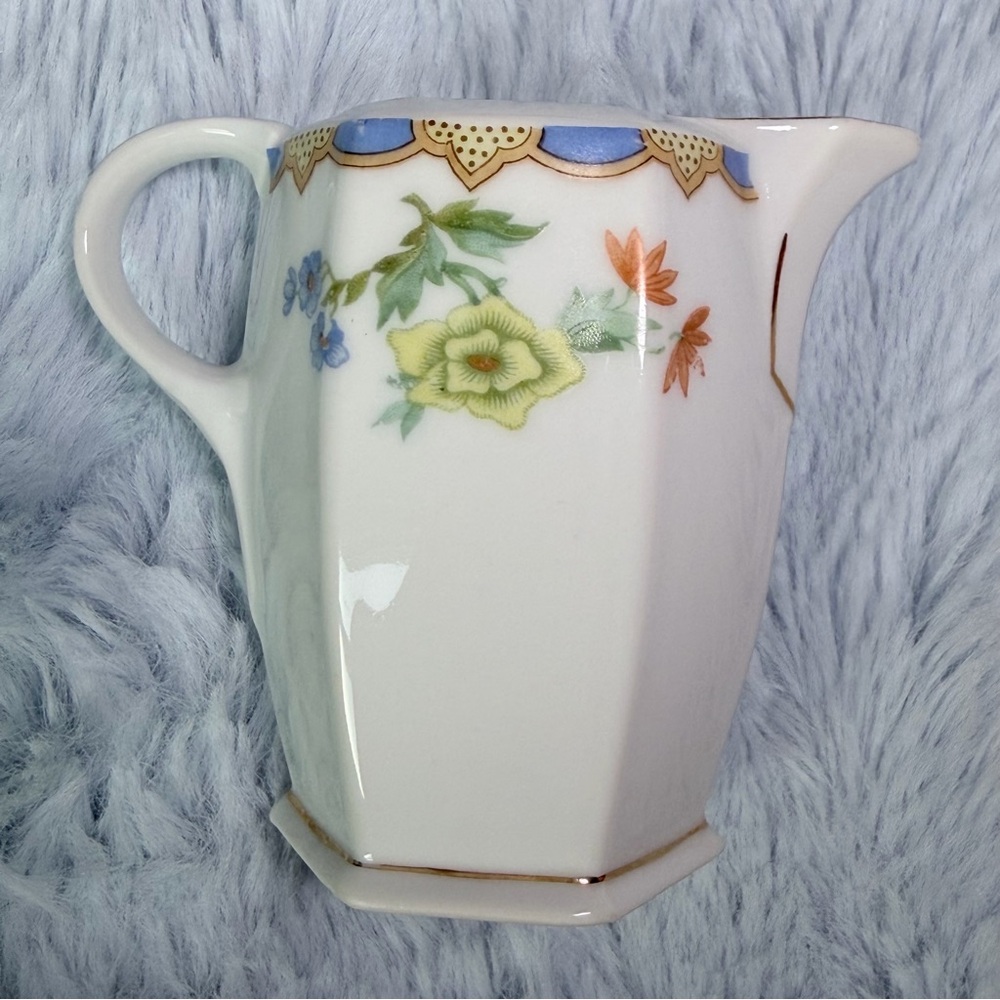 Antique MZ Altrohlau CMR 1510 Diana Pattern Hexagonal Floral Porcelain Creamer